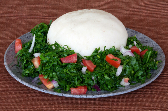 Ugali with Sukuma Wiki